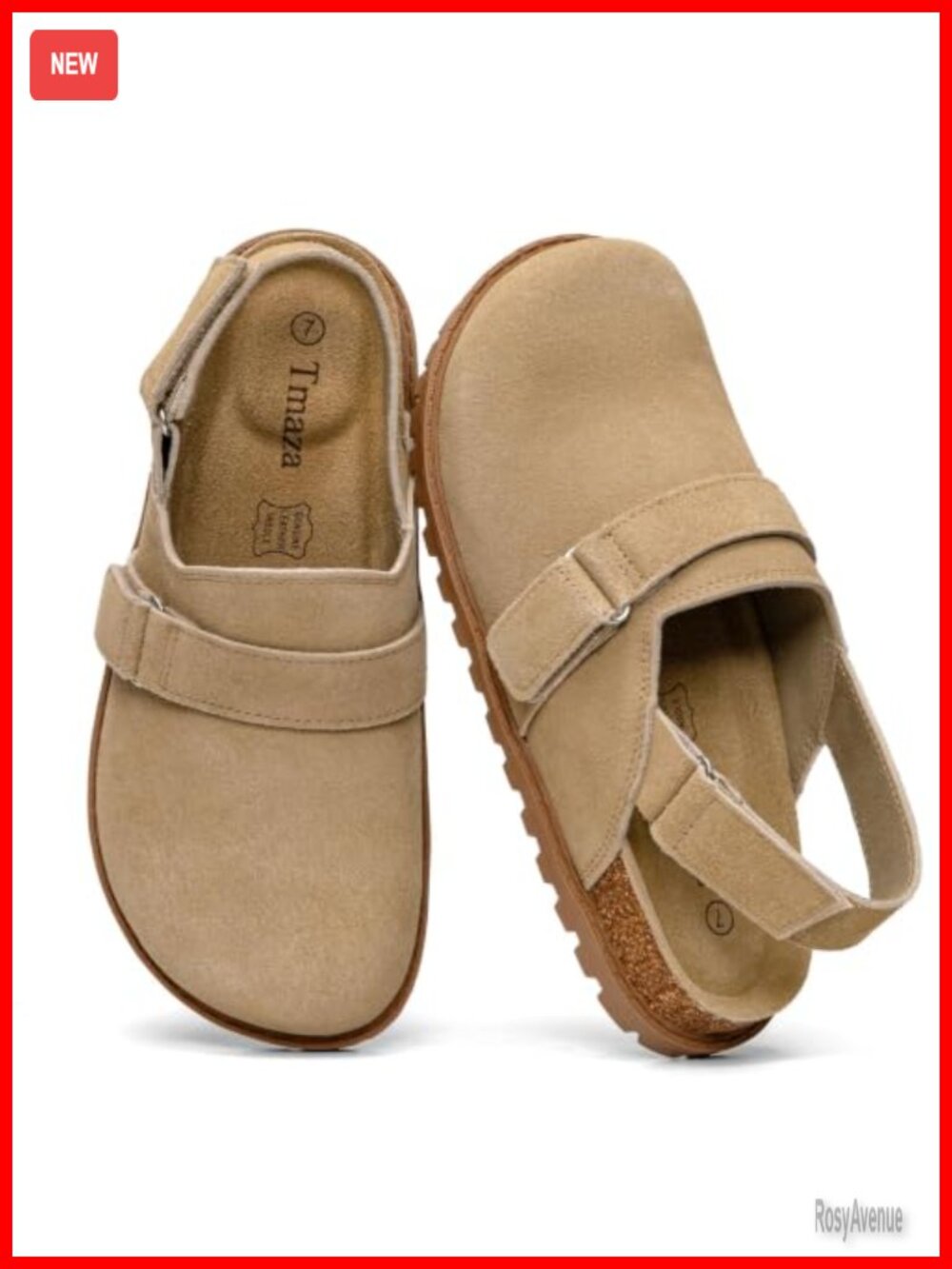 Genuine Suede Back Strap Clogs for Women Arch Support Slip Resistant